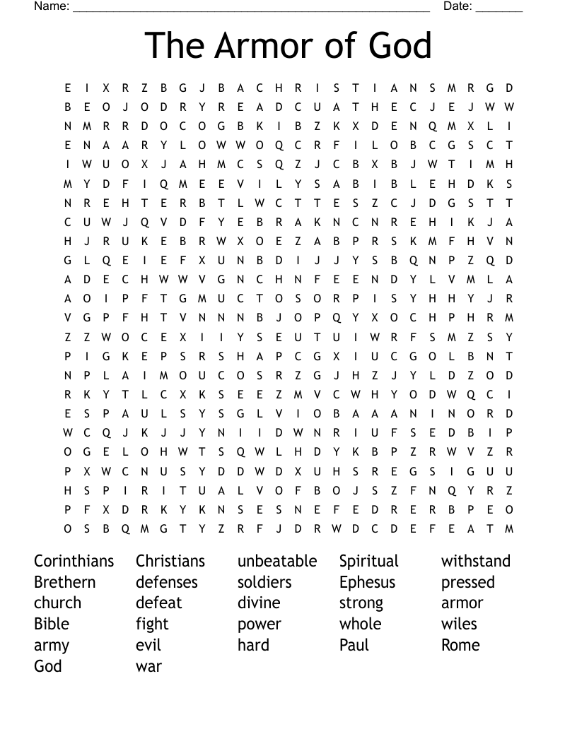 The Armor of  God Word Search