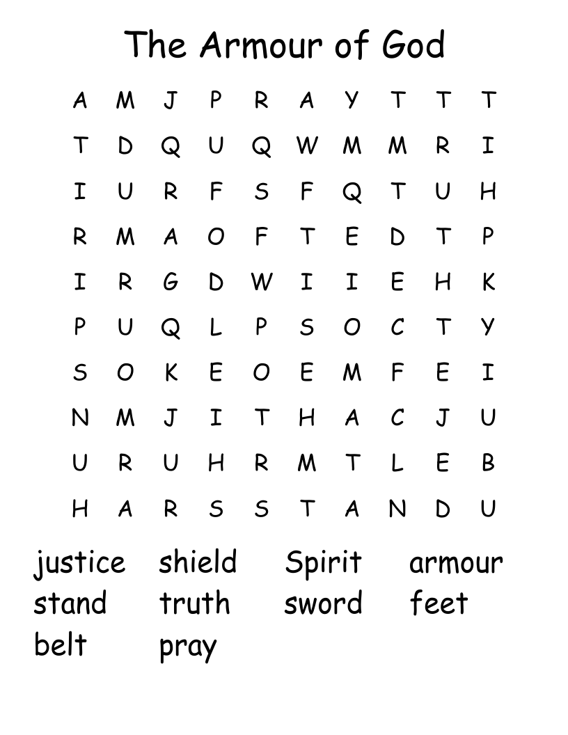 The Armour of God Word Search