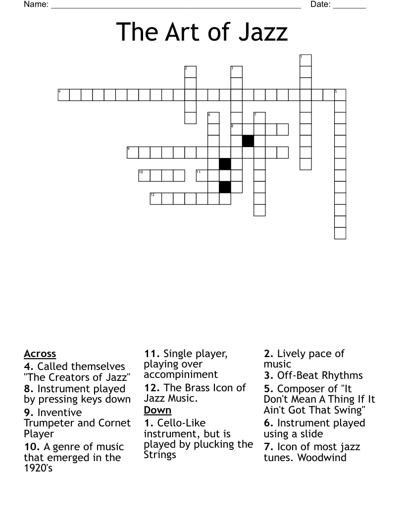 The Art of Jazz Crossword