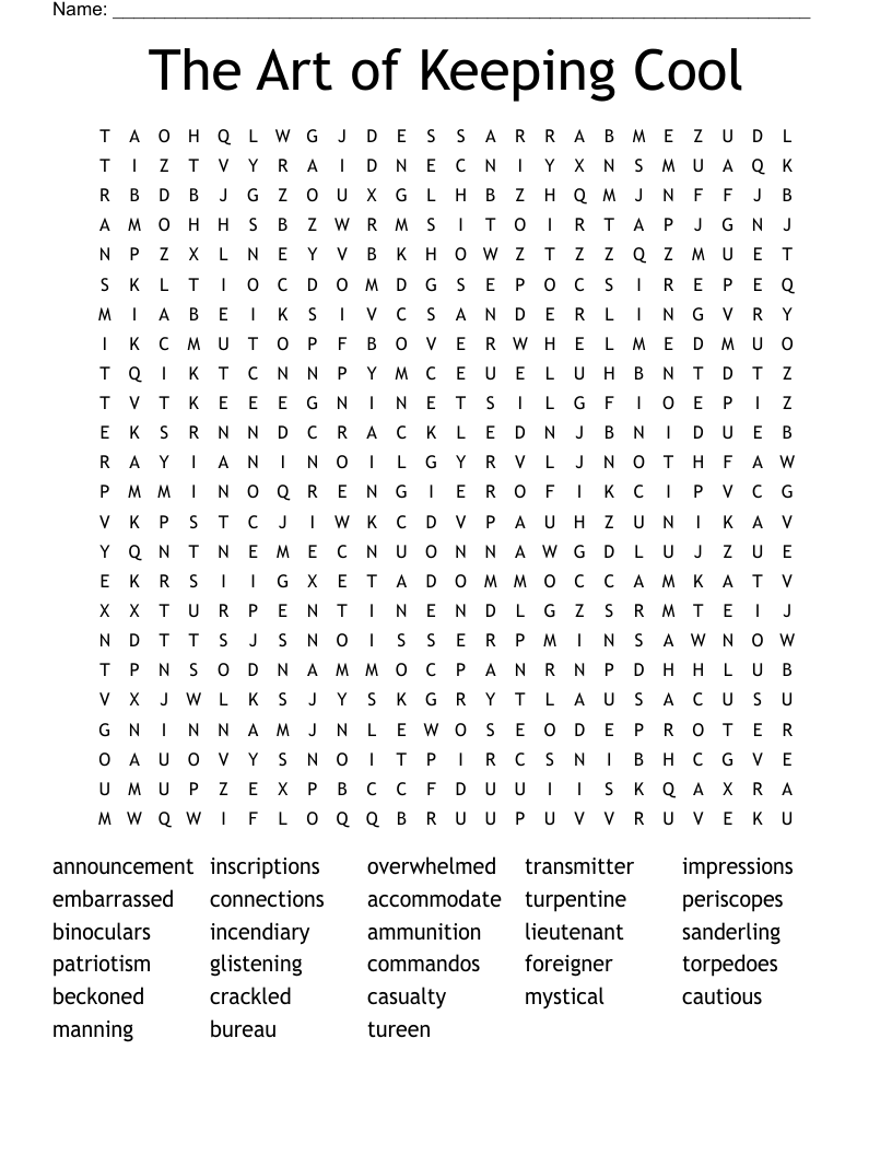 The Art of Keeping Cool Word Search