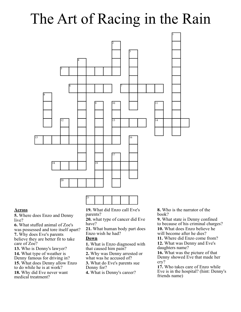 The Art of Racing in the Rain Crossword