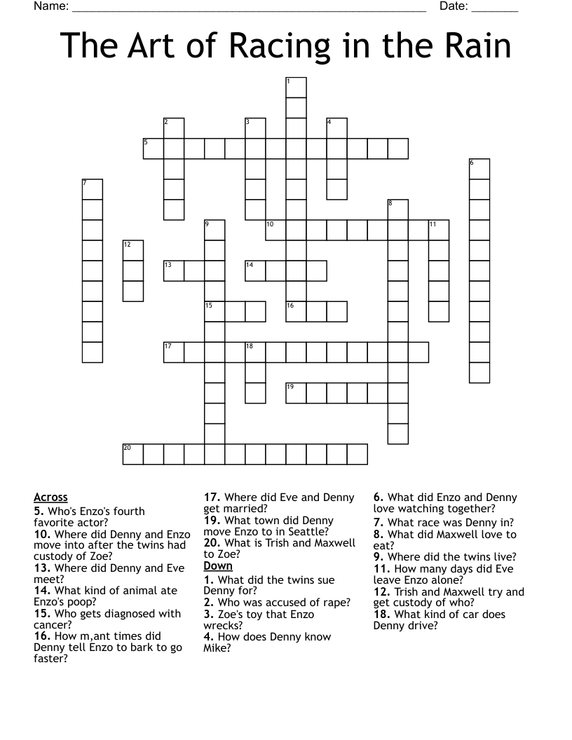 The Art of Racing in the Rain Crossword