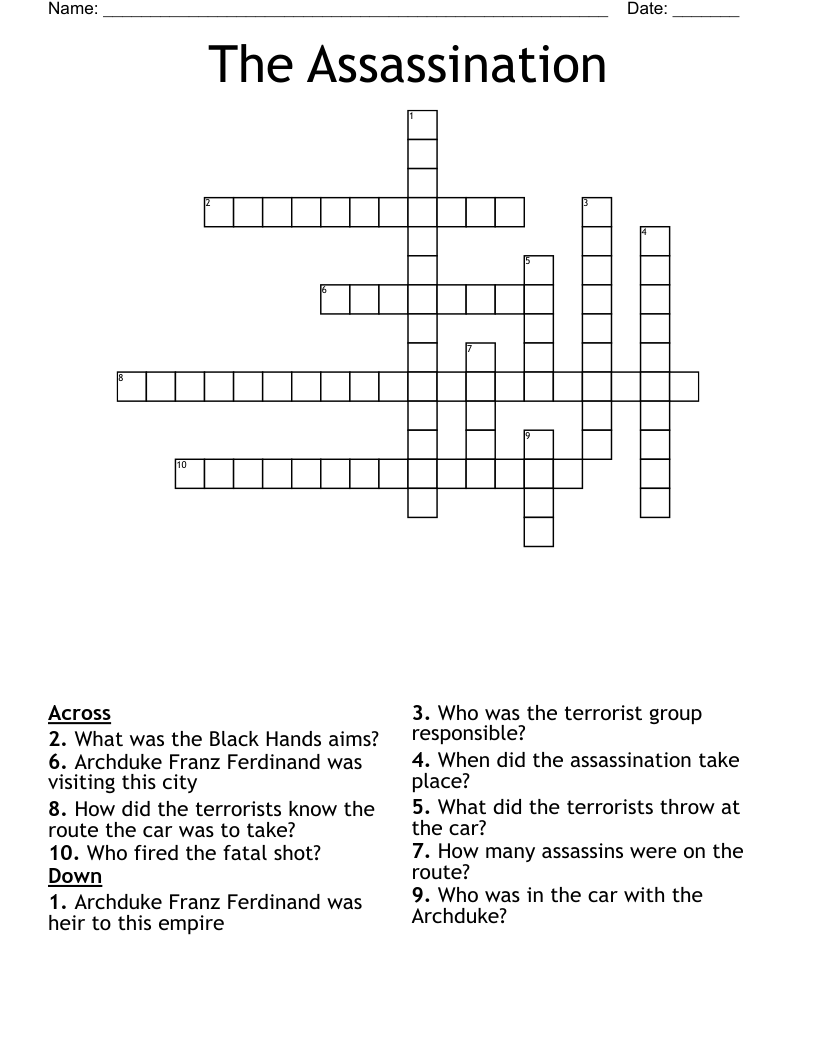 The Assassination  Crossword