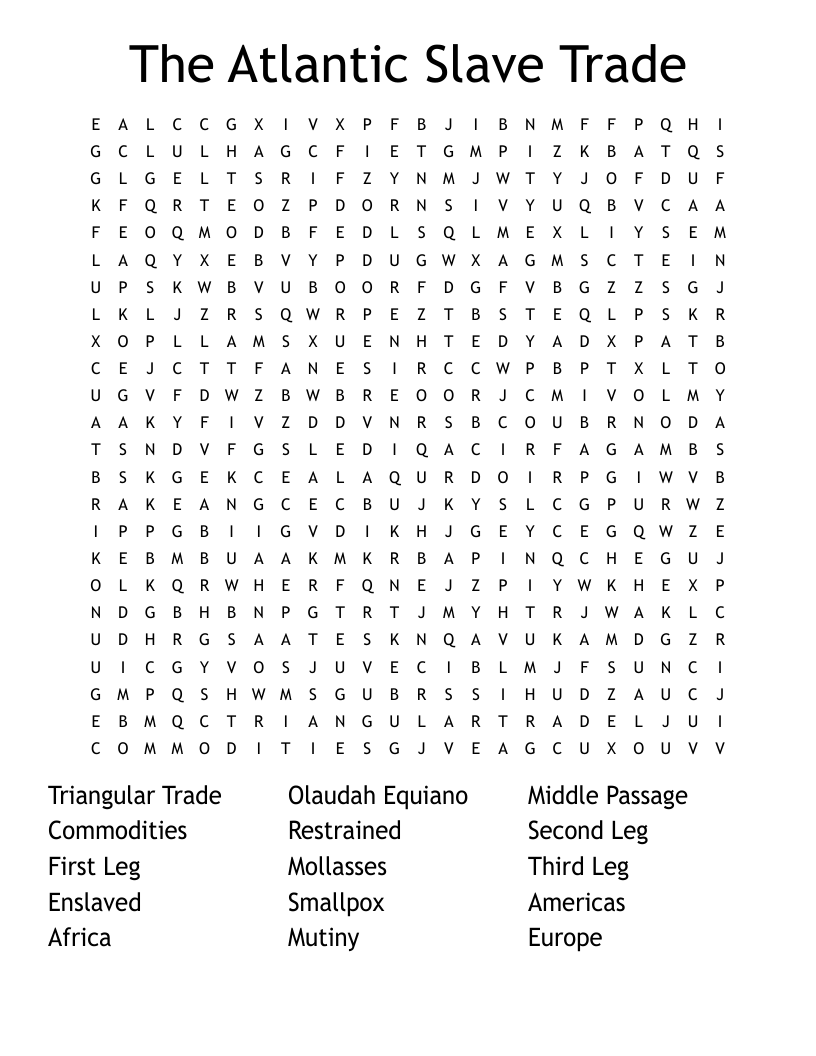 The Atlantic Slave Trade Word Search