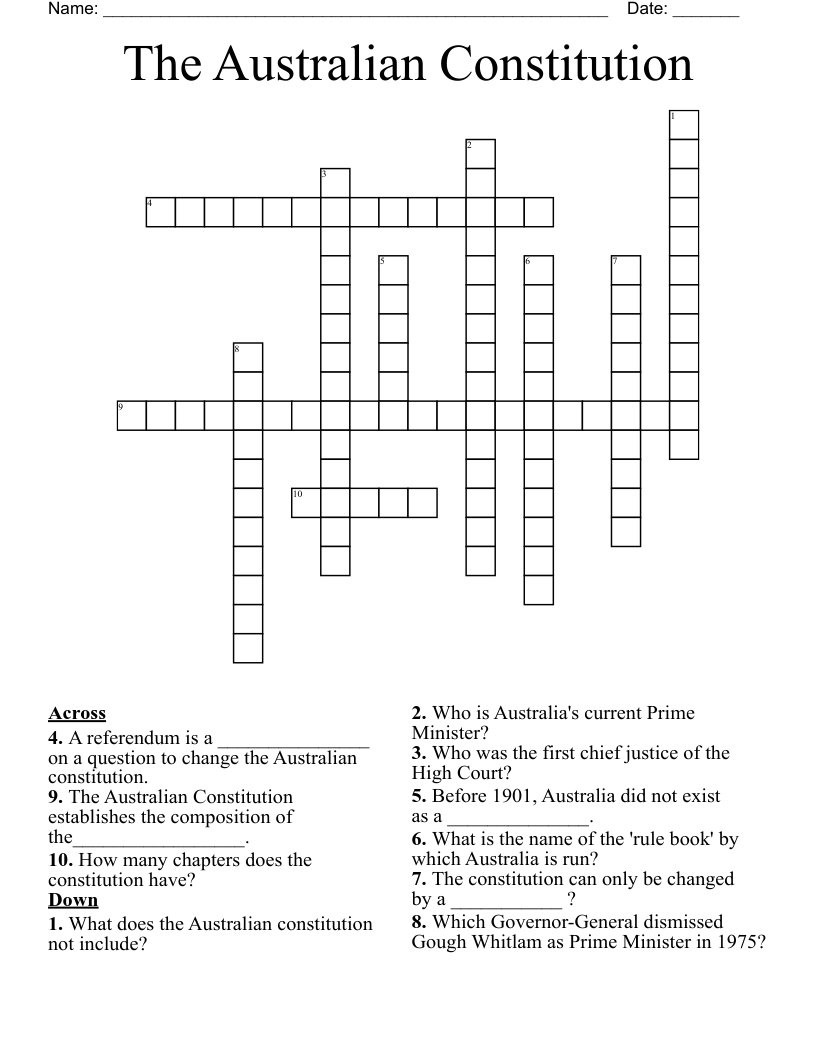 The Australian Constitution Crossword
