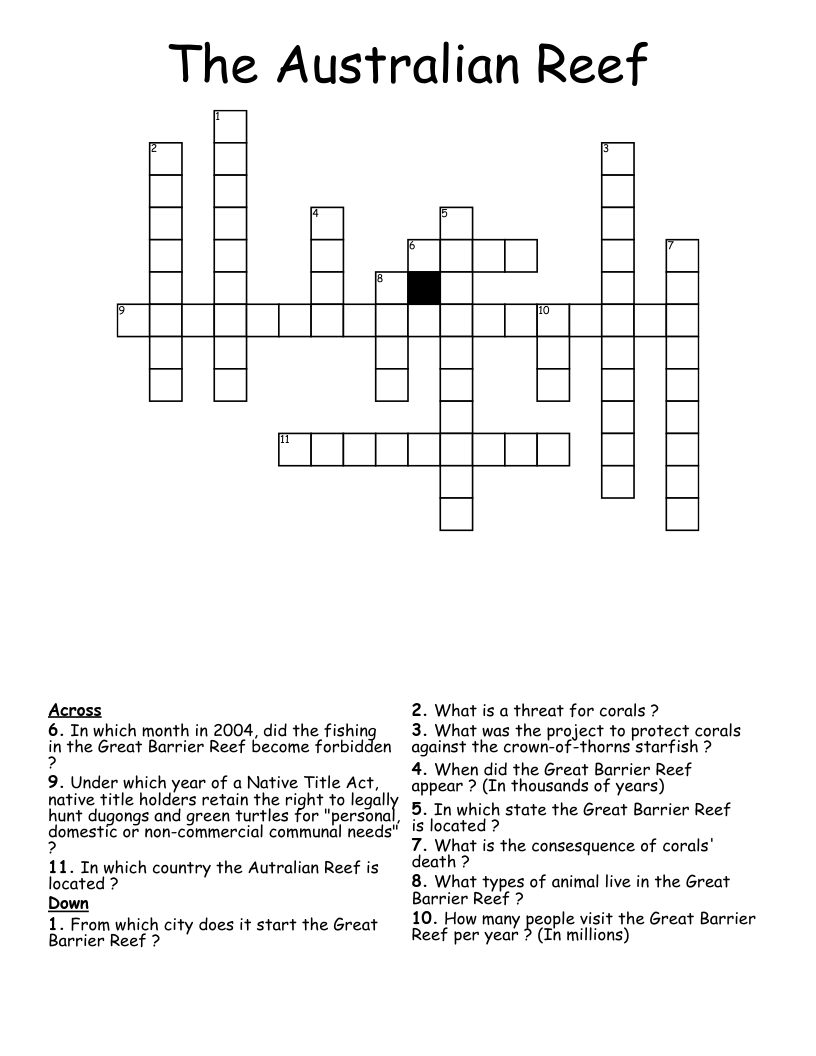 The Australian Reef Crossword