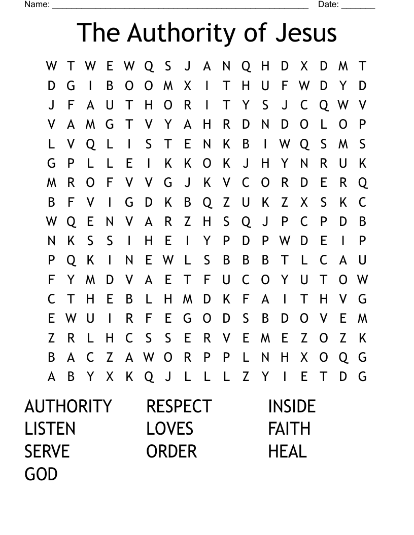 The Authority of Jesus Word Search