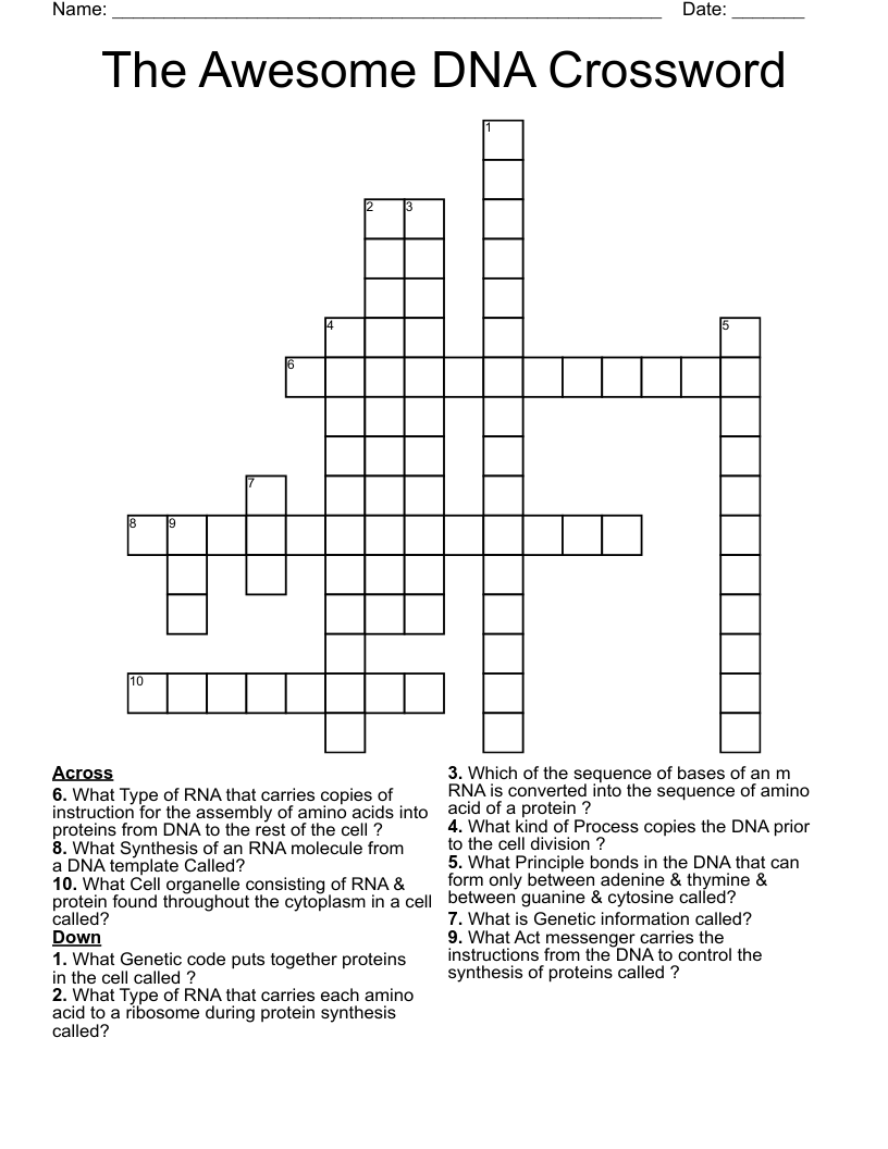 The Awesome DNA Crossword 