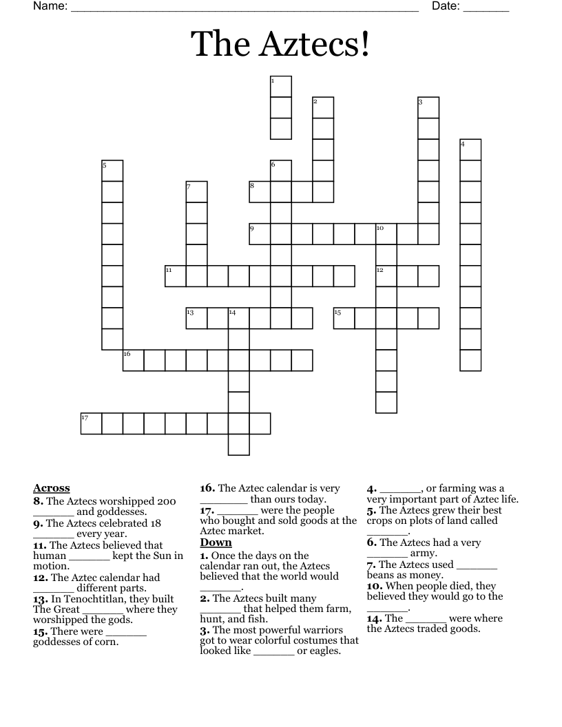 The Aztecs! Crossword