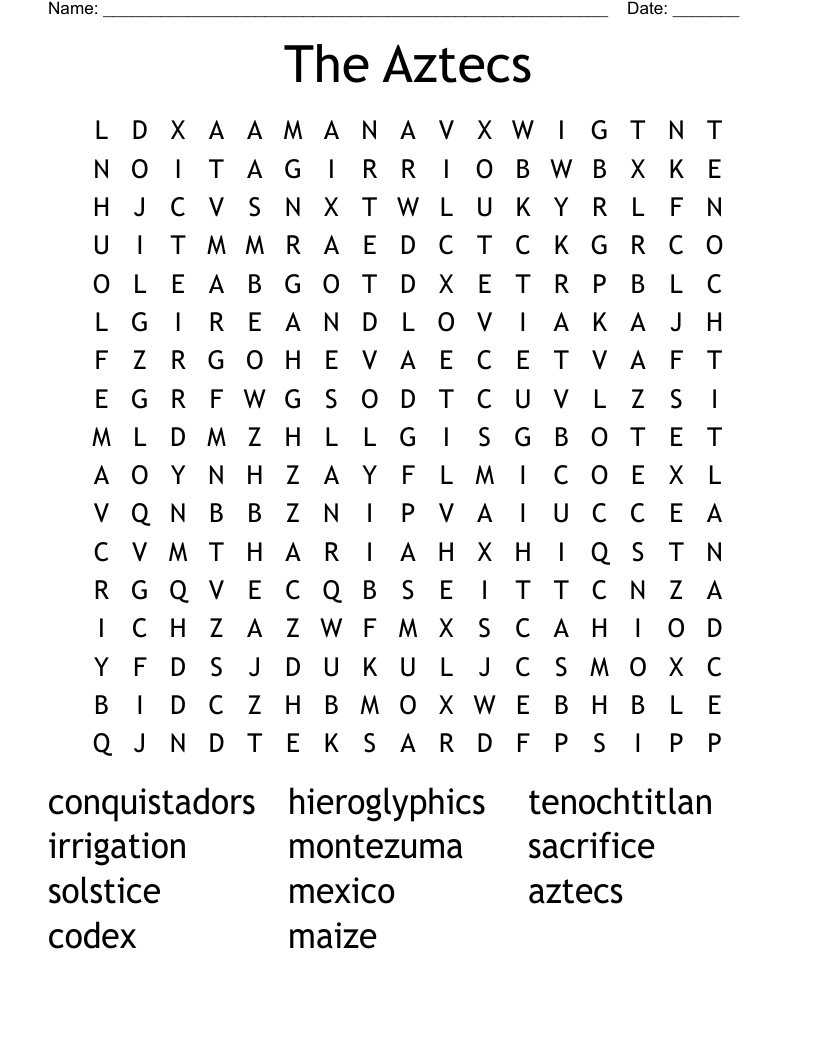 The Aztecs Word Search