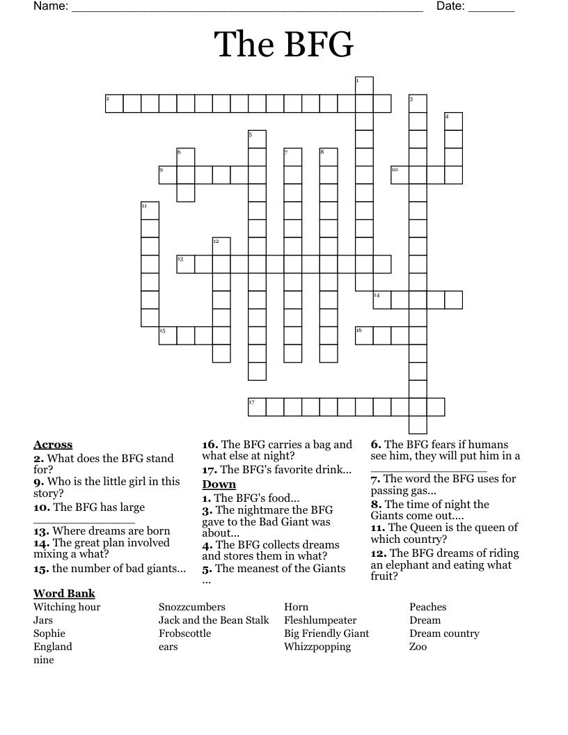 The BFG Crossword