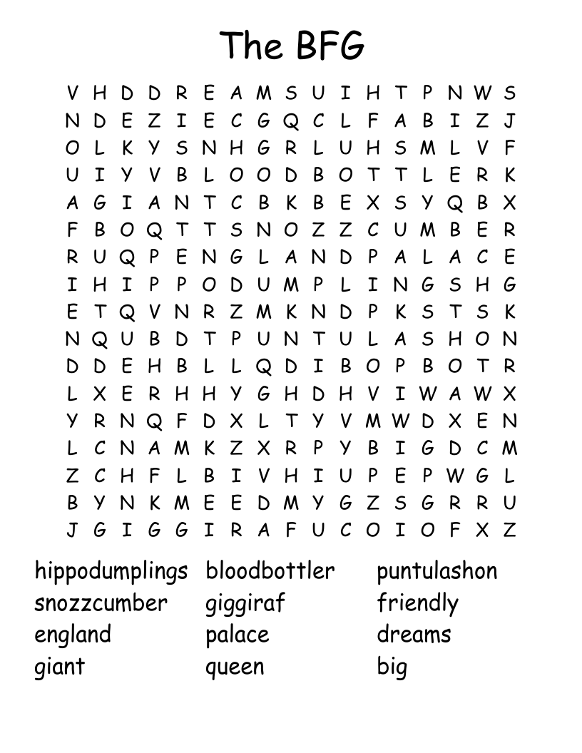 The BFG Word Search