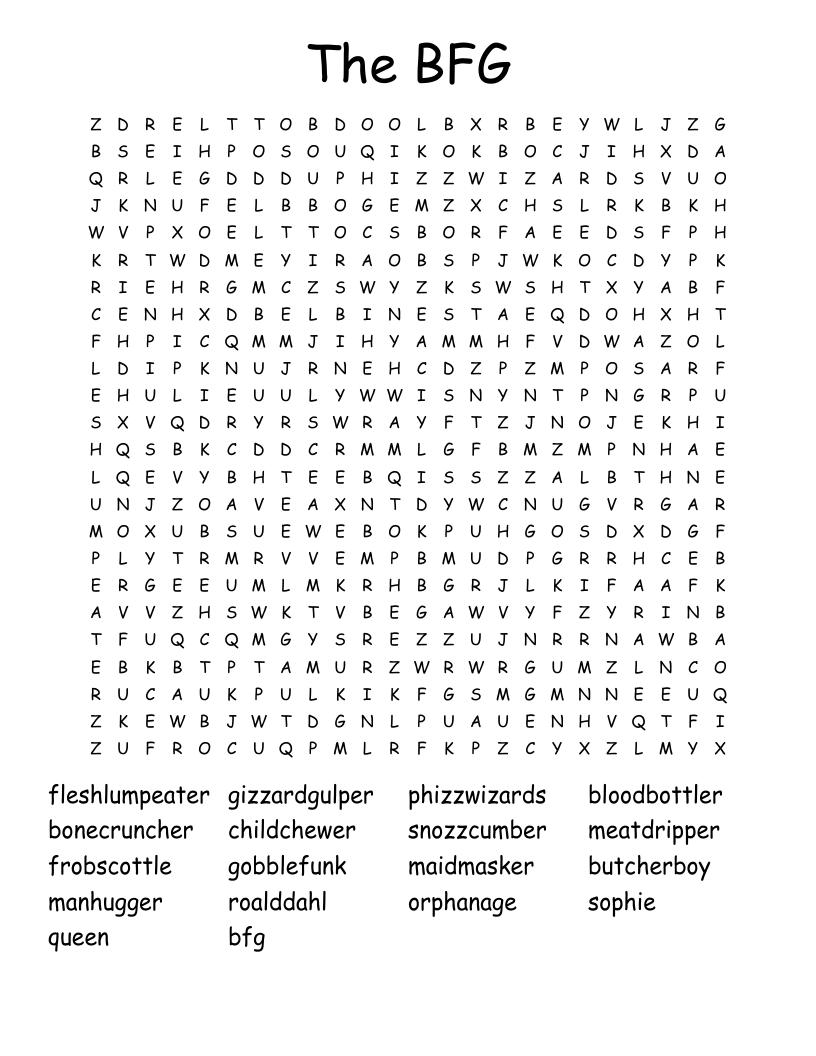 The BFG Word Search