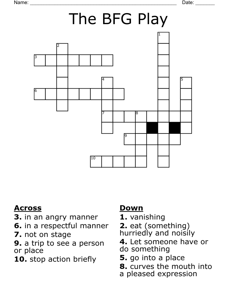 The BFG Play Crossword