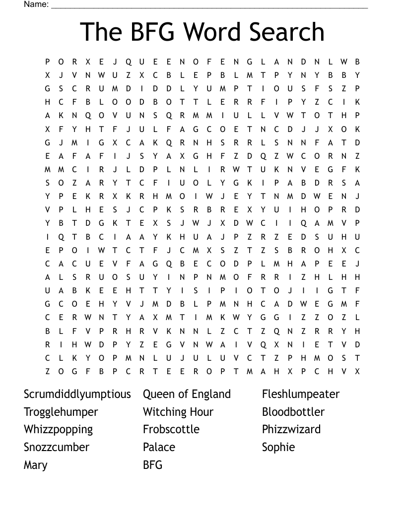 The BFG Word Search