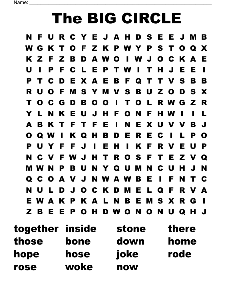 The BIG CIRCLE Word Search
