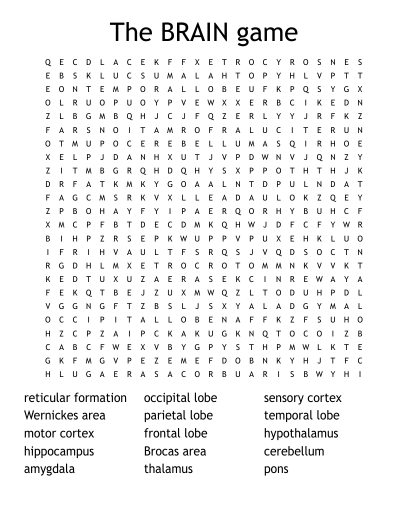 The BRAIN game Word Search