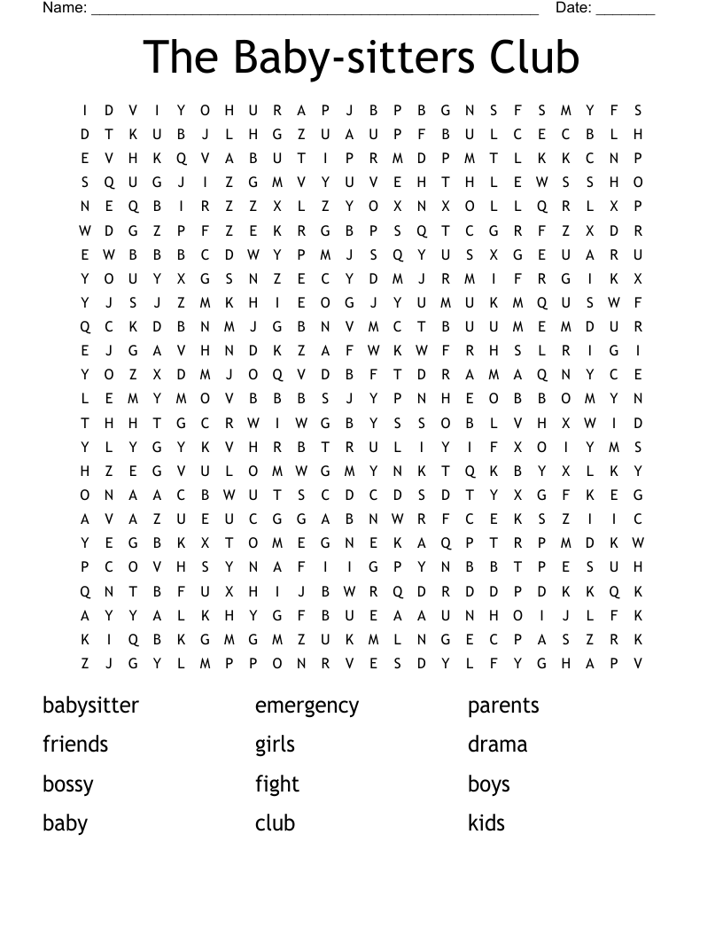 The Baby-sitters Club Word Search