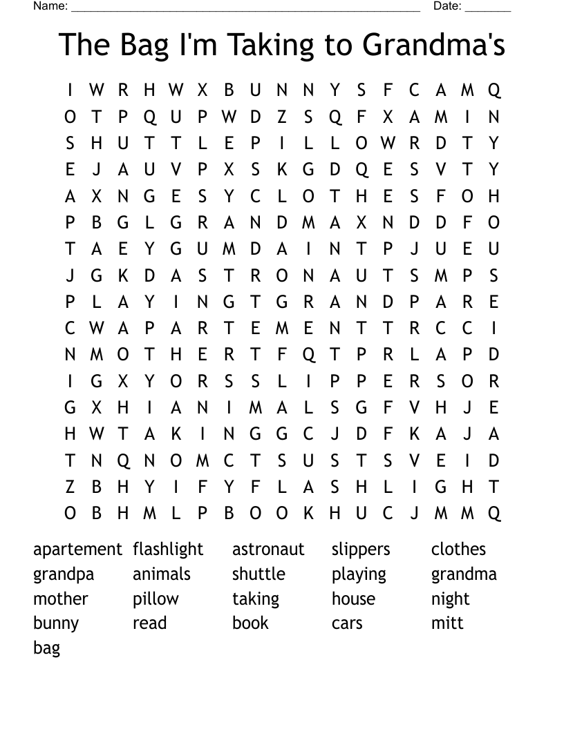 The Bag I'm Taking to Grandma's Word Search