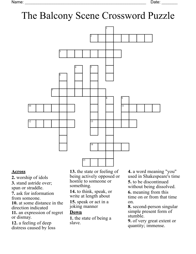 The Balcony Scene Crossword Puzzle 