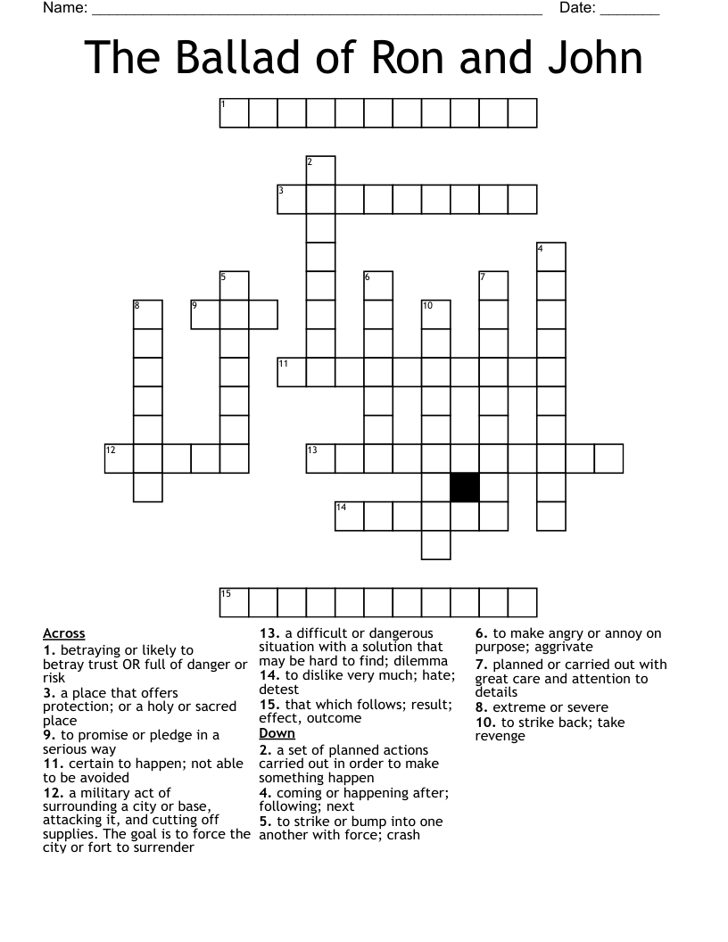 The Ballad of Ron and John Crossword
