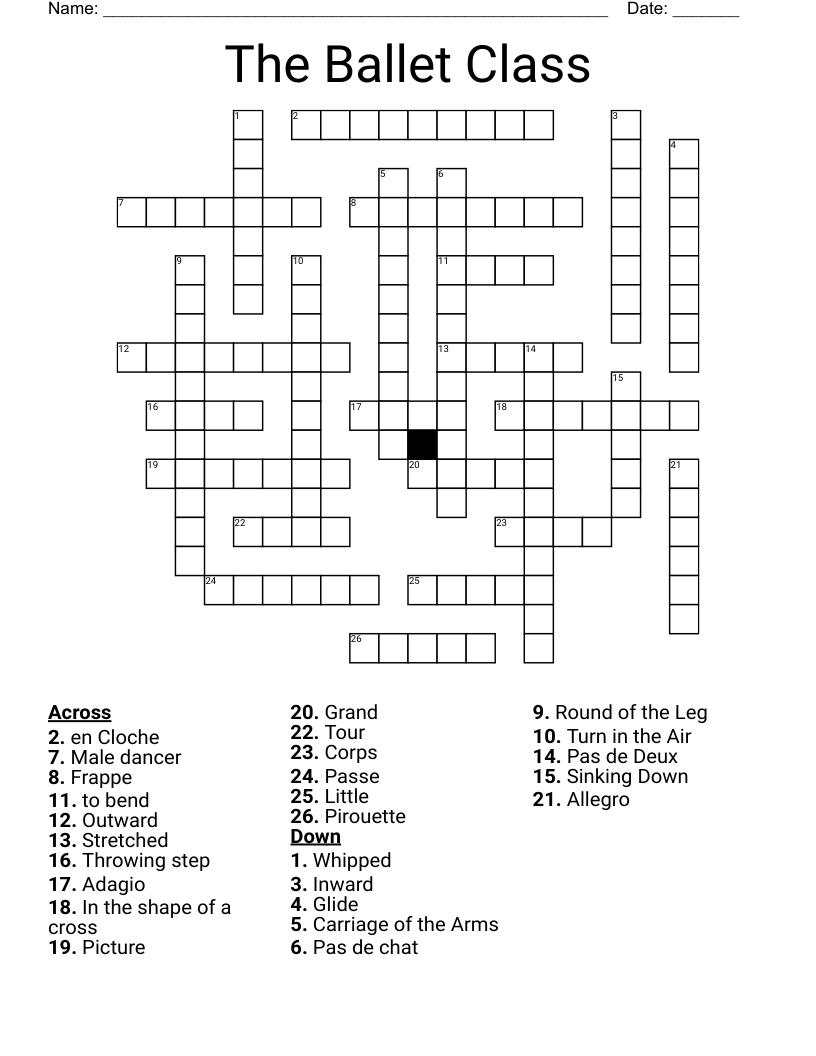 The Ballet Class Crossword
