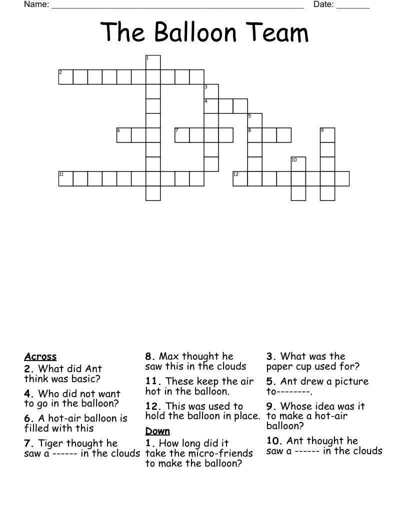 The Balloon Team Crossword
