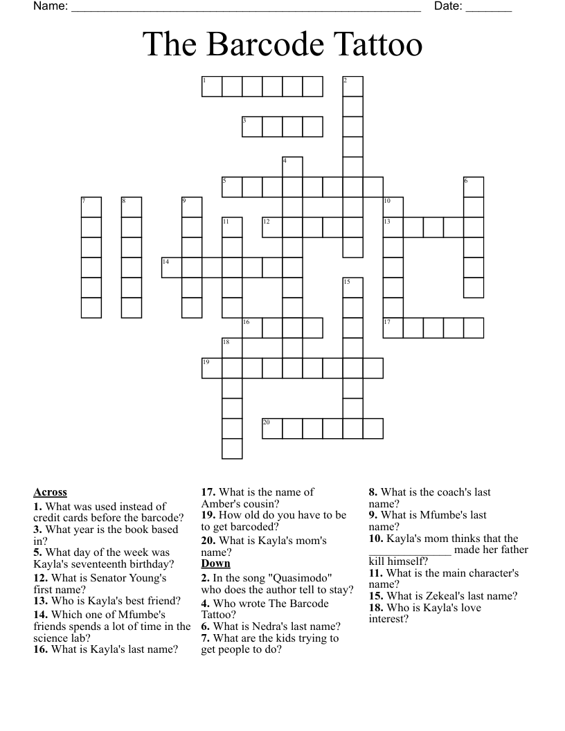 The Barcode Tattoo Crossword