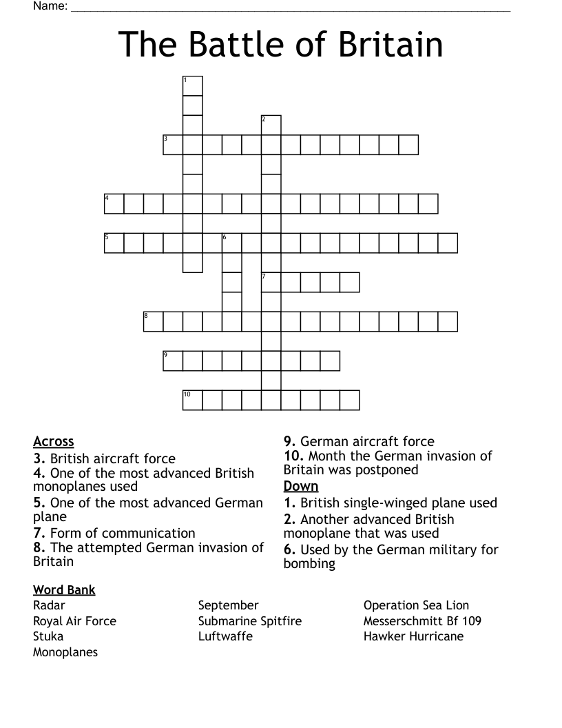 The Battle of Britain Crossword
