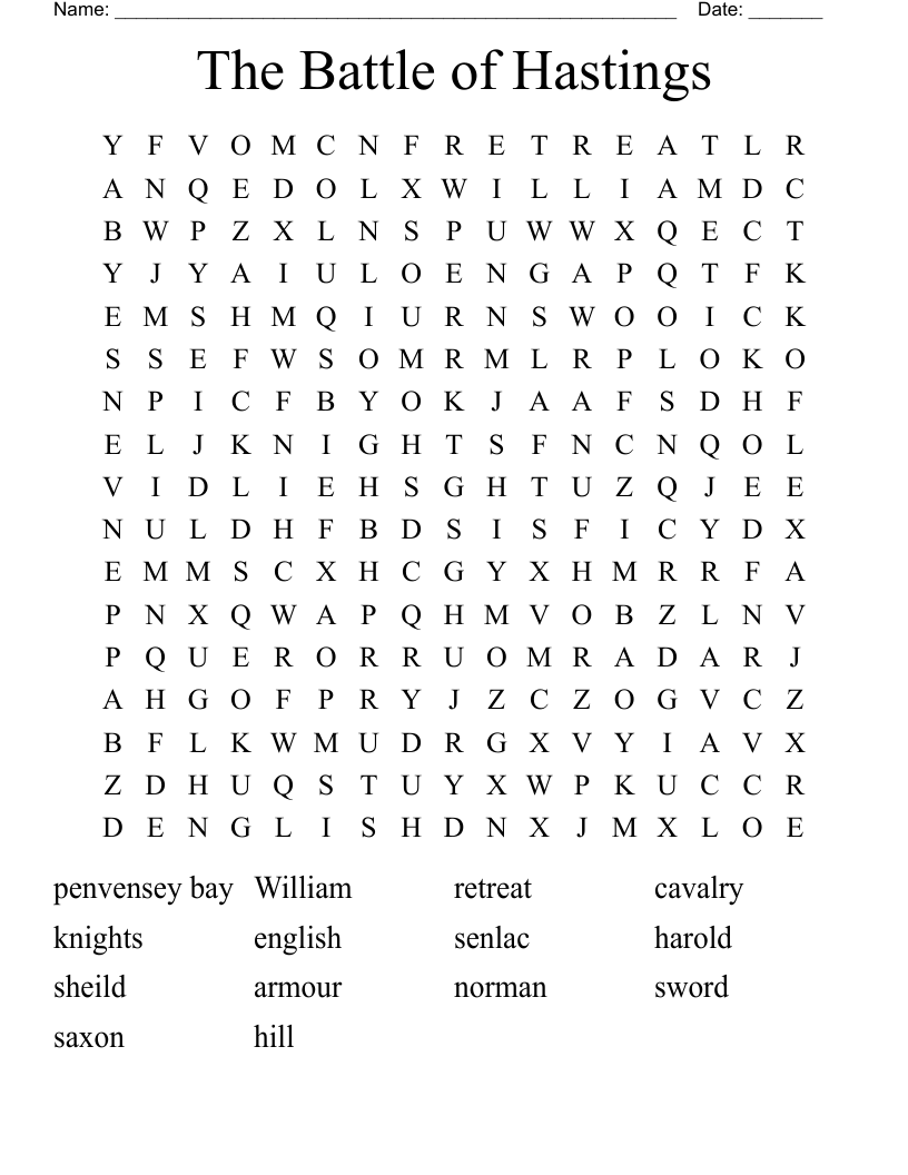 The Battle of Hastings Word Search