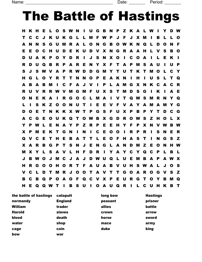 The Battle of Hastings Word Search