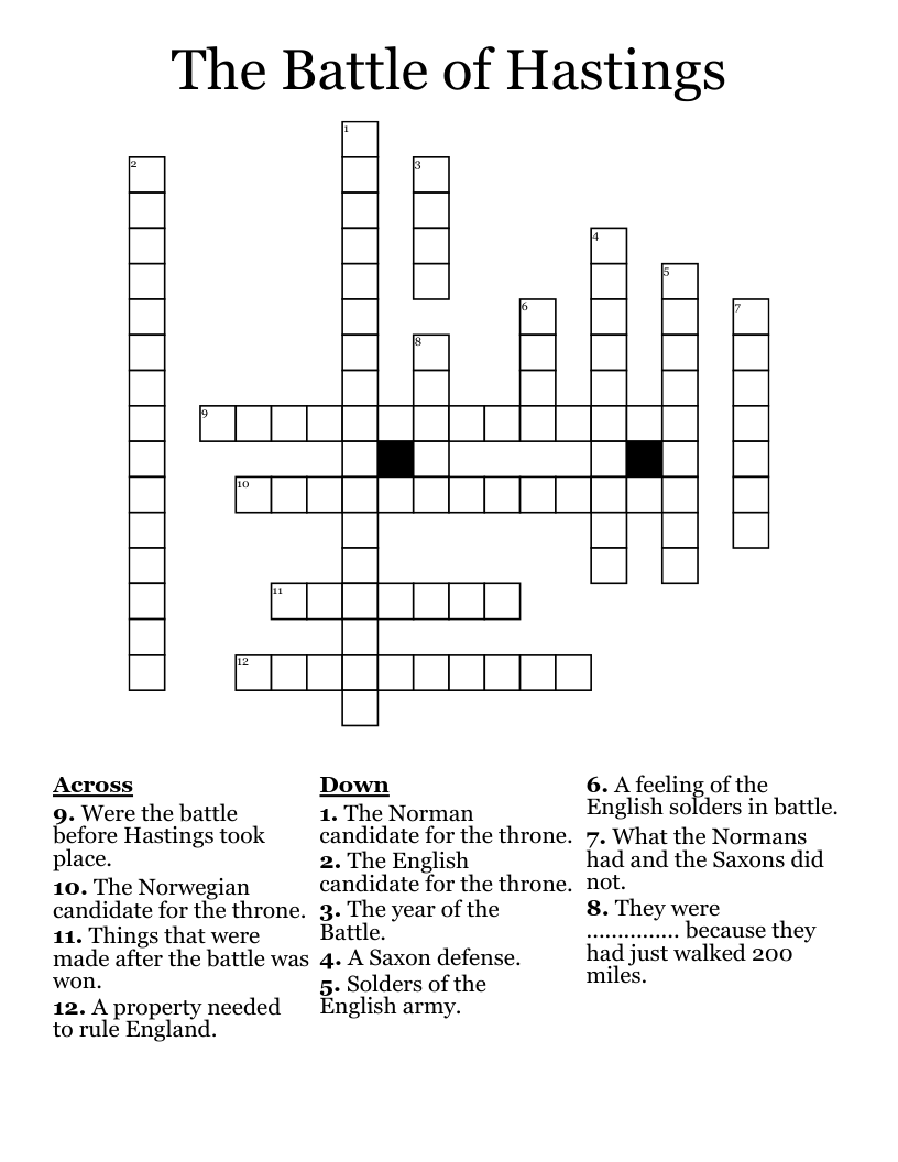 The Battle of Hastings Crossword