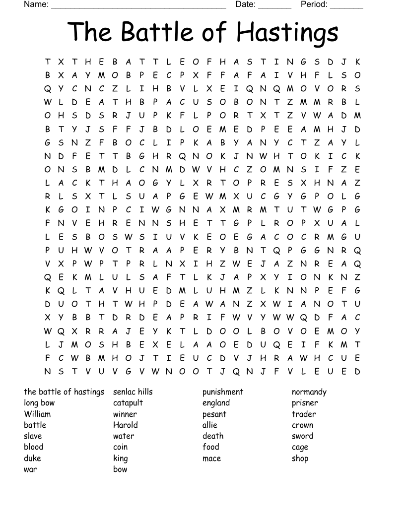 The Battle of Hastings  Word Search