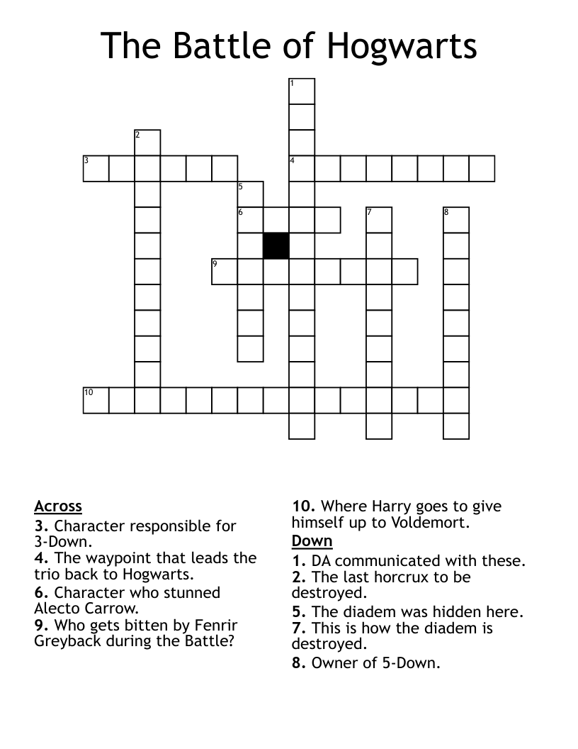 The Battle of Hogwarts Crossword