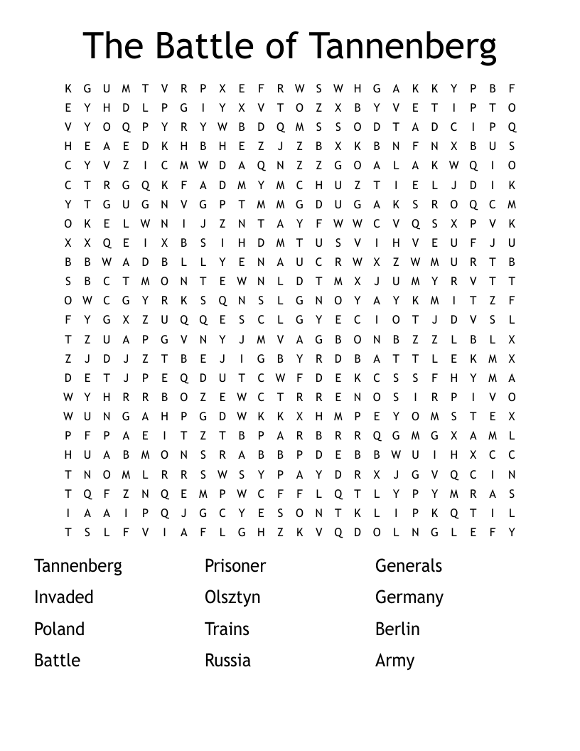 The Battle of Tannenberg Word Search