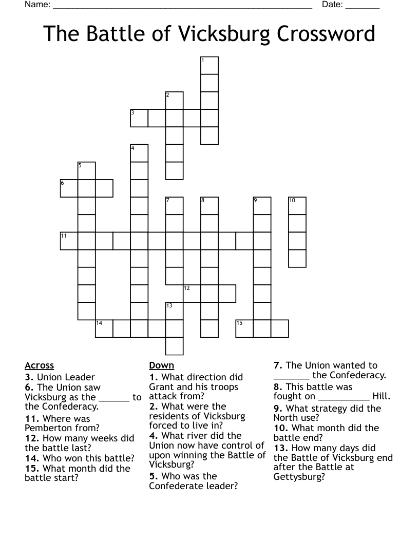 The Battle of Vicksburg Crossword