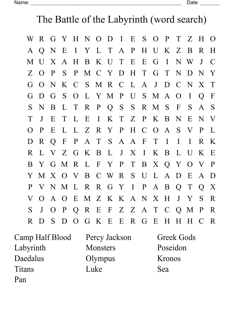 The Battle of the Labyrinth          (word search)