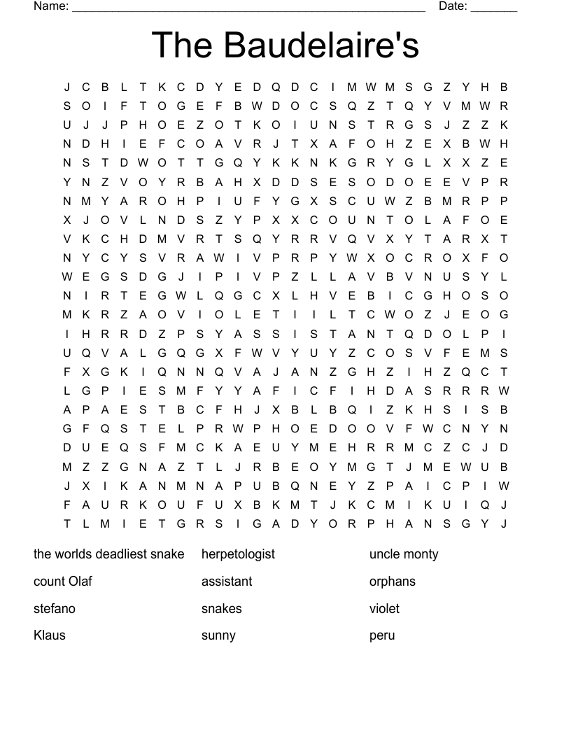 The Baudelaire's  Word Search