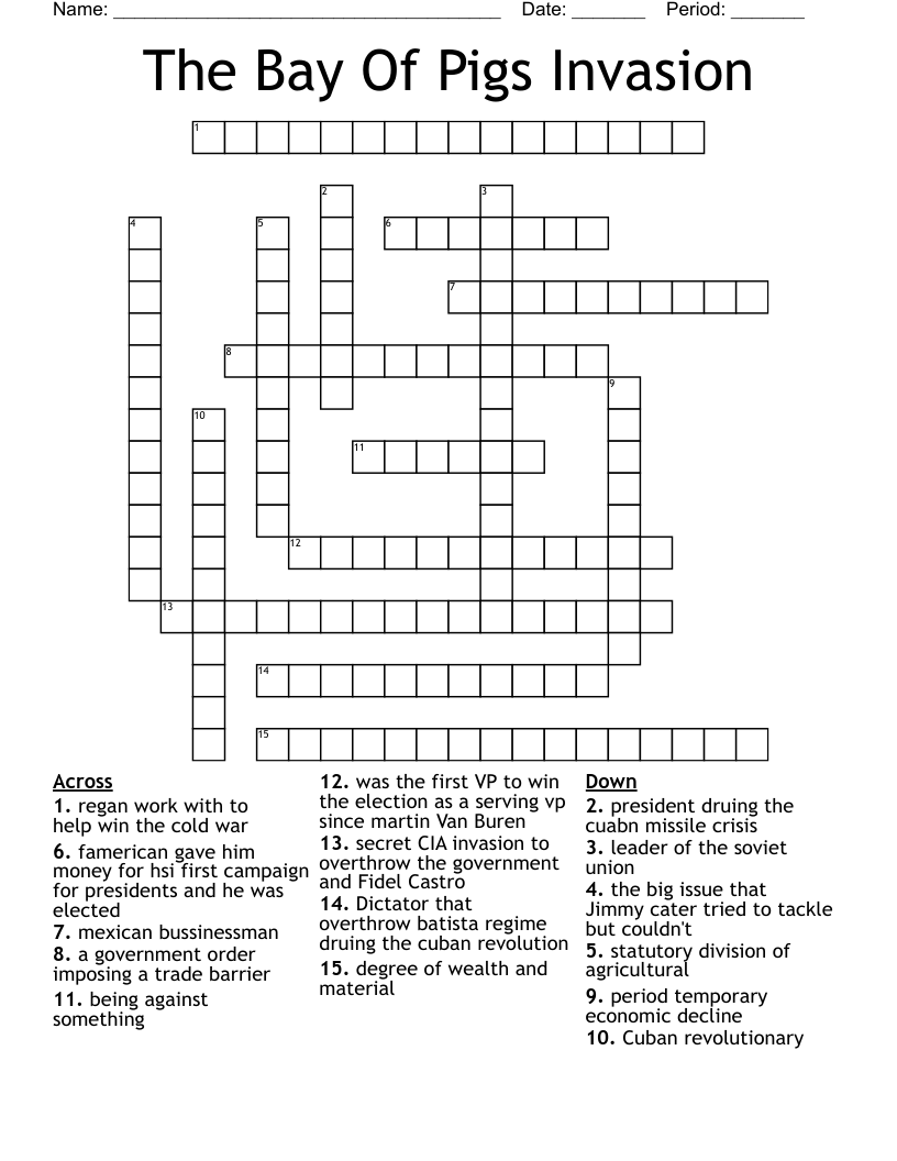 The Bay Of Pigs Invasion  Crossword