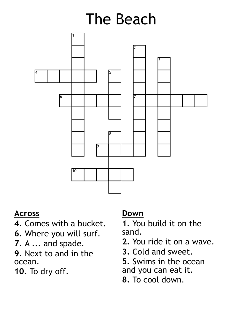 The Beach Crossword