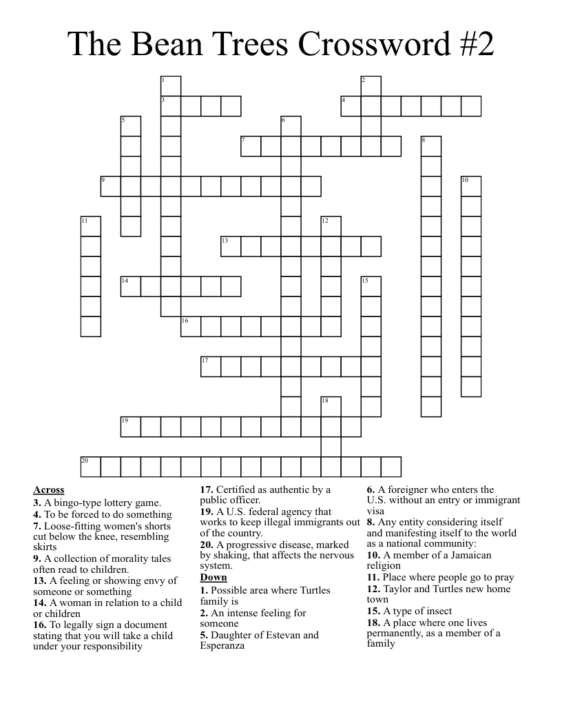 The Bean Trees Crossword #2