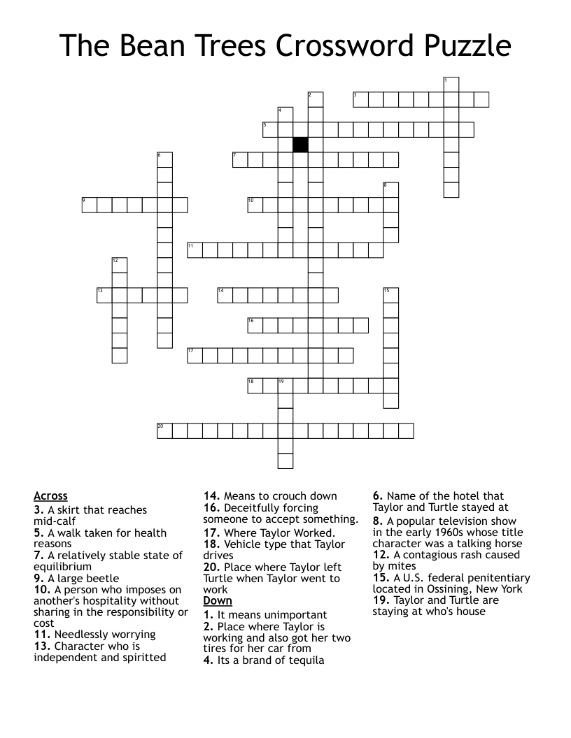 The Bean Trees Crossword Puzzle