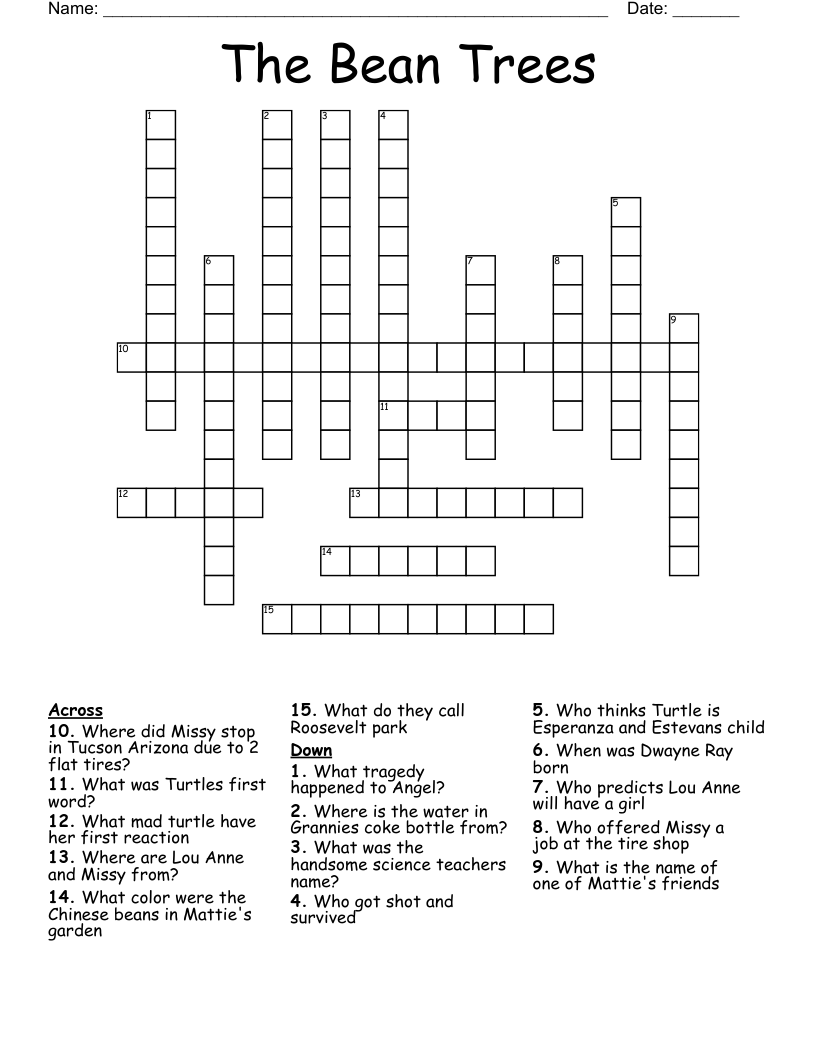 The Bean Trees  Crossword