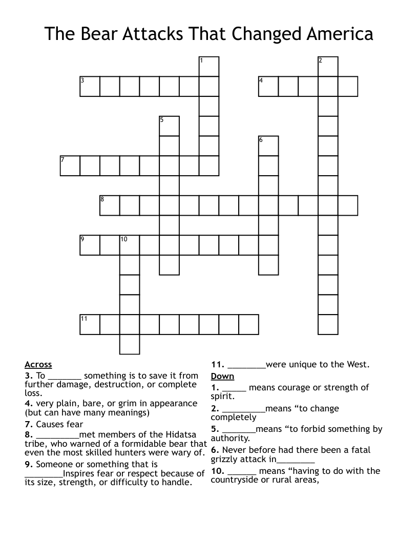 The Bear Attacks That Changed America Crossword