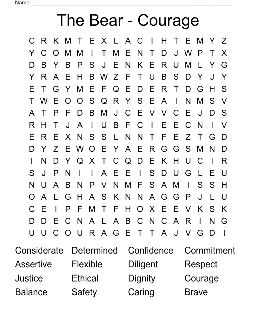 The Bear - Courage Word Search