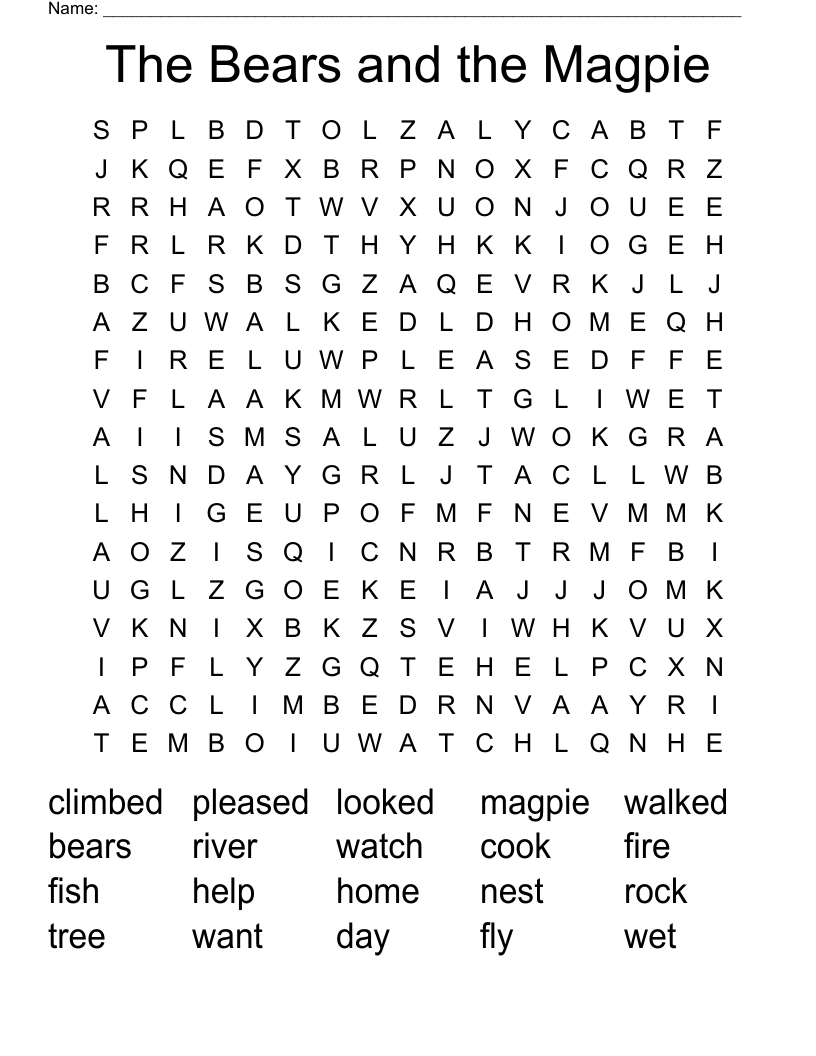 The Bears and the Magpie Word Search