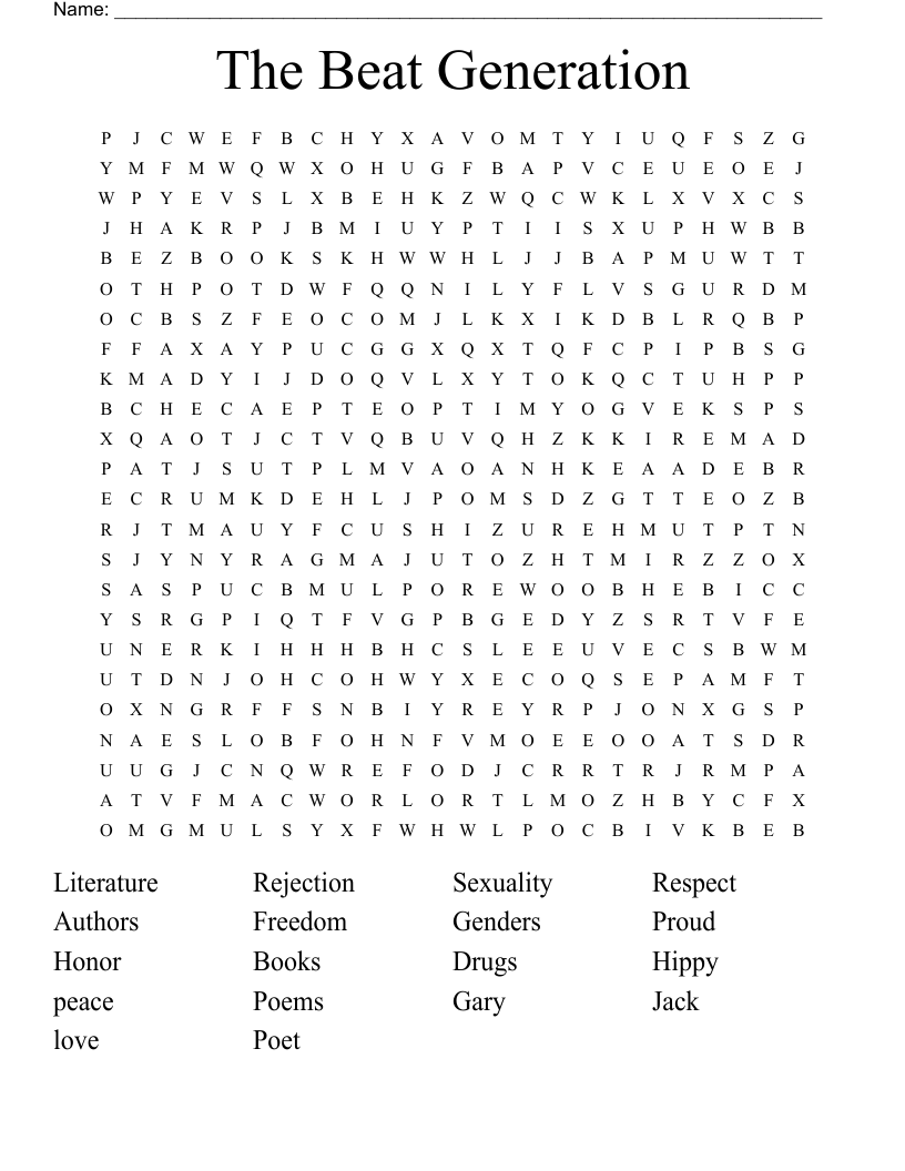 The Beat Generation  Word Search