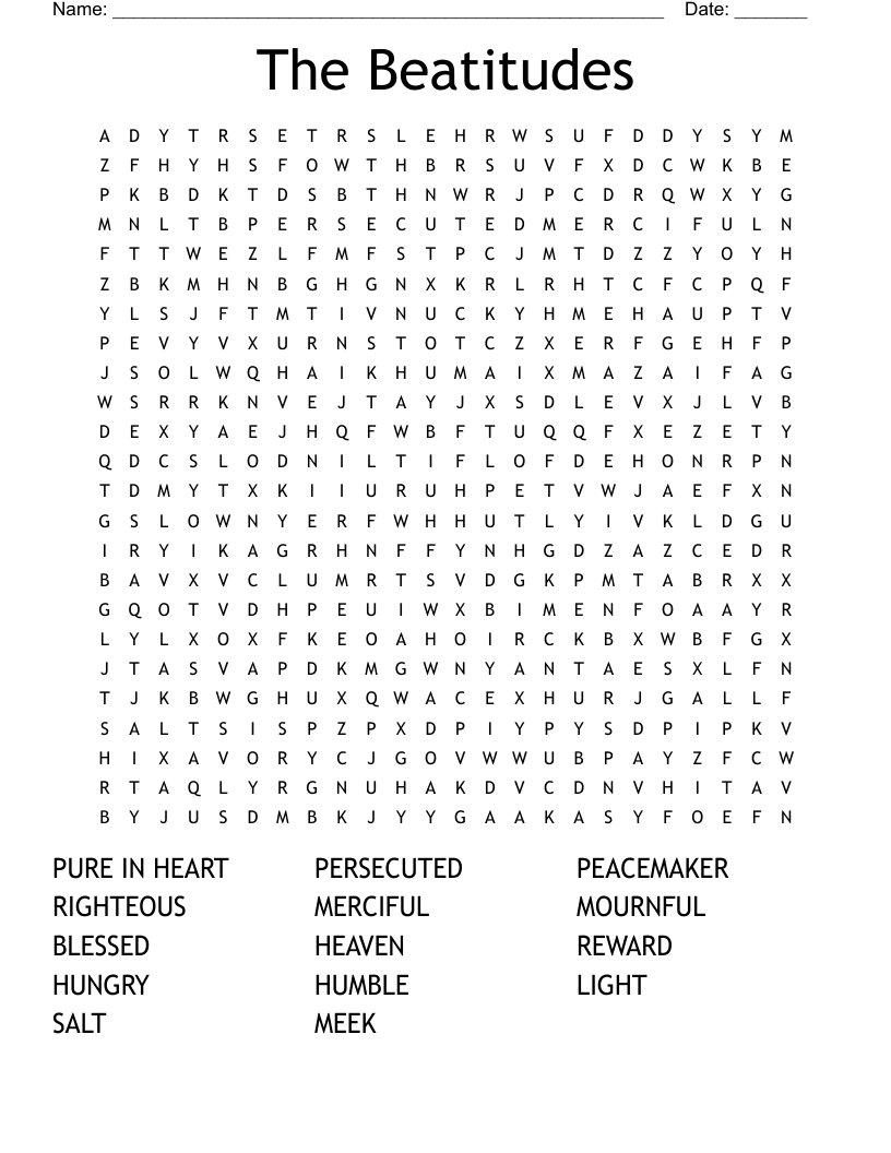 The Beatitudes Word Search