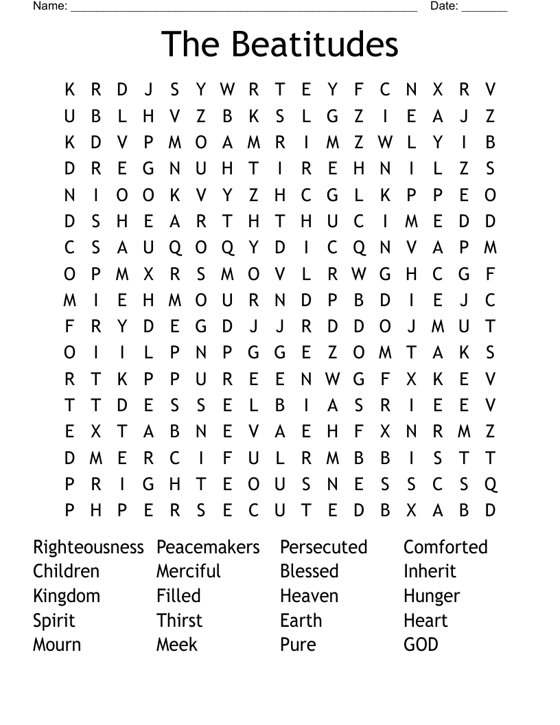 The Beatitudes Word Search