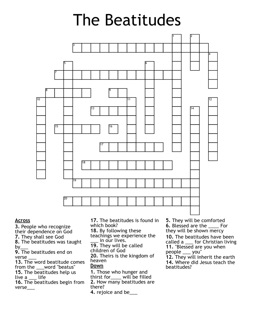 The Beatitudes Crossword